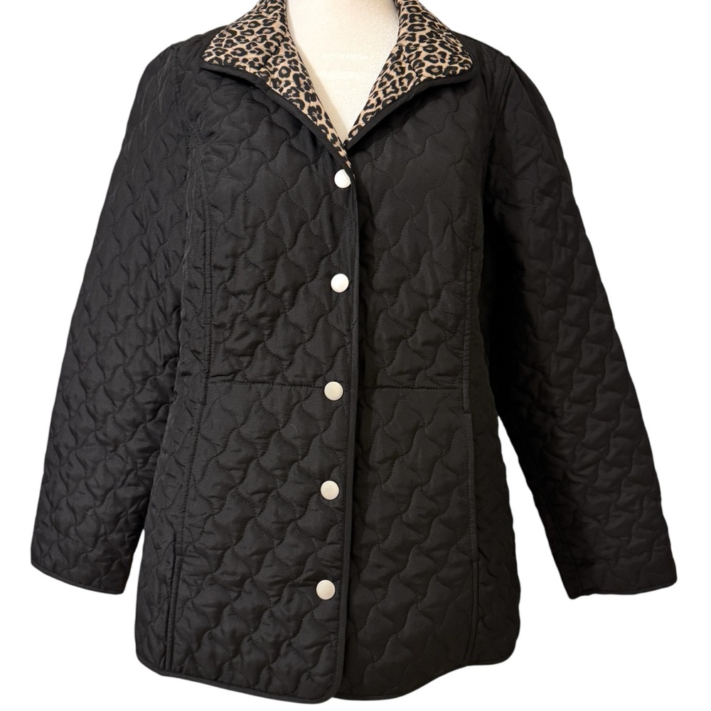 CHICO’S Cheetah Reversible Quilt Jacket Sz 0 - Picture 3 of 16
